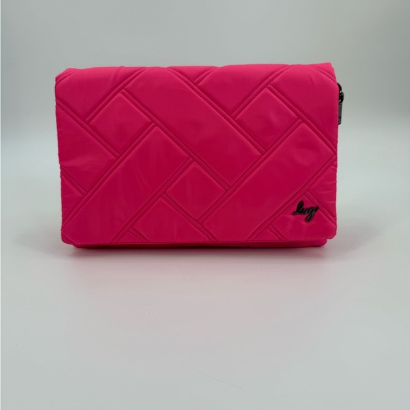 Lug Huddle Quilted Shoulder- Crossbody Bag, Gunmetal Chain Strap Magenta Pink - Picture 4 of 15